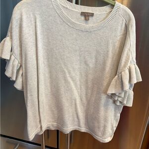 Lilla P Light Gray Ruffle Sleeve Tee